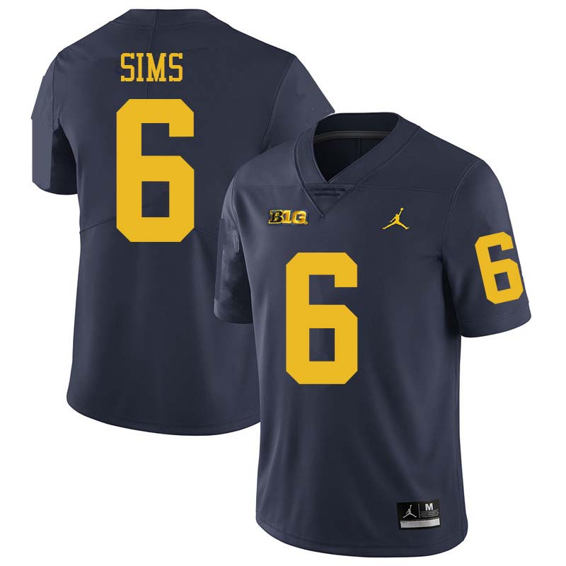 Jordan Brand Men #6 Myles Sims Michigan Wolverines College Football Jerseys Sale-Navy